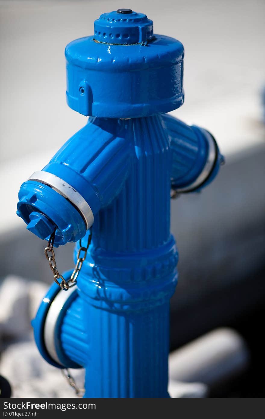 Close up from blue water hydrant. Close up from blue water hydrant