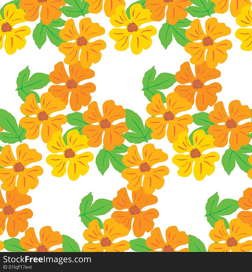 Seamless background of the flowers. Vector illustration