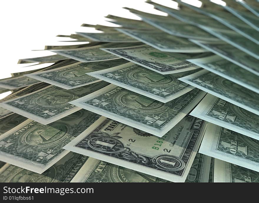 Stacked american dollar bills