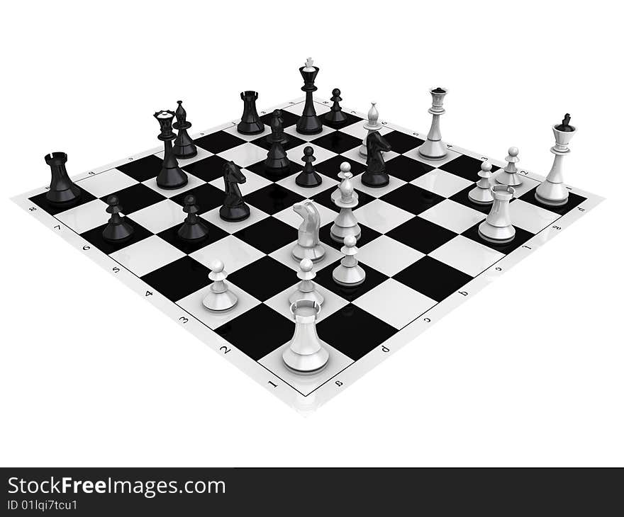 3D high quality rendered chess isolated on white. 3D high quality rendered chess isolated on white