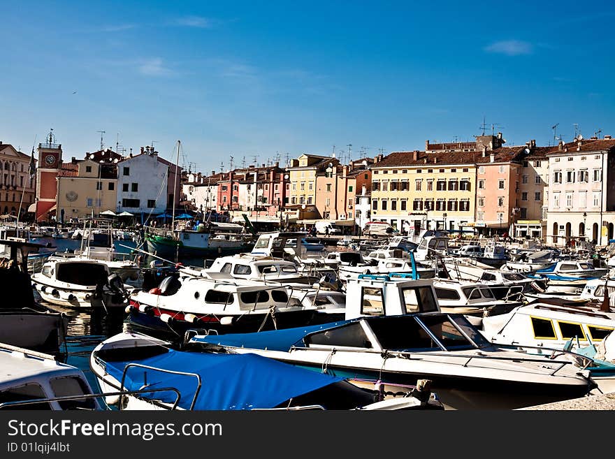 View of harbour in rovinj, croatia