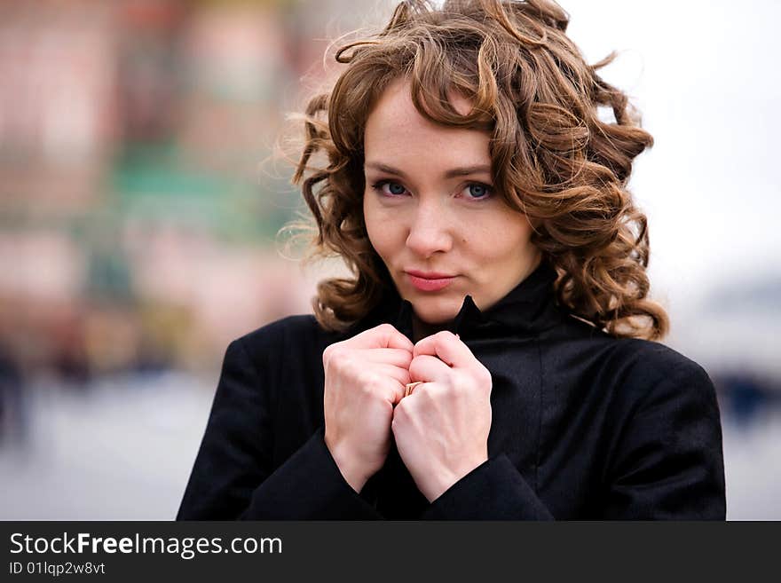 Close up portrait of attractive woman outdoors. Close up portrait of attractive woman outdoors