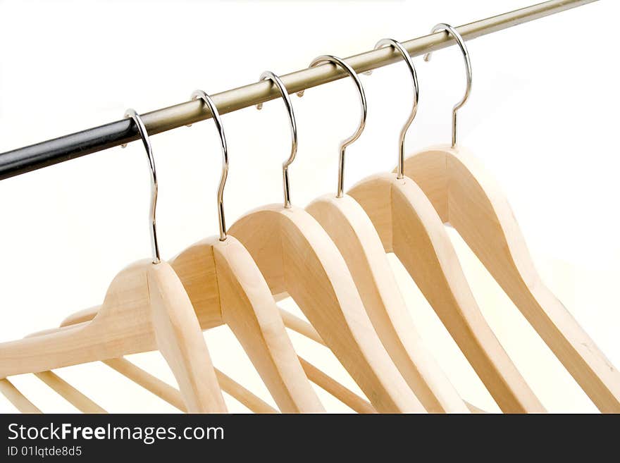 A row of empty coathangers