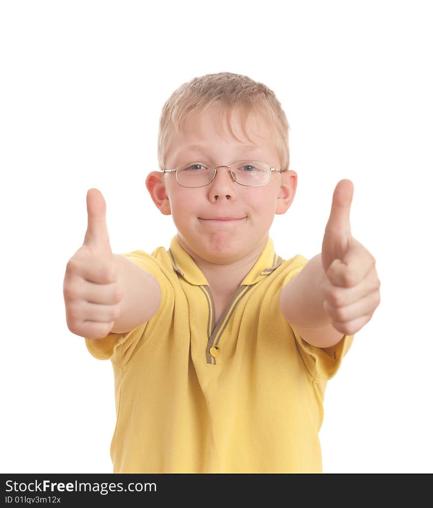 Photo of pleased teenager giving a rather enthusiastic thumbs up sign on two hands. Photo of pleased teenager giving a rather enthusiastic thumbs up sign on two hands.