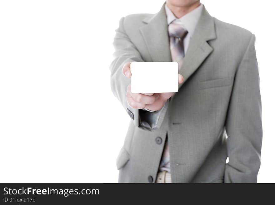 The businessman showing an empty credit card