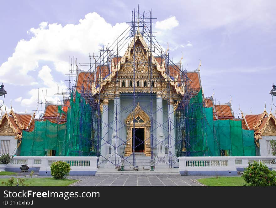 The repairing of marble church, Wat Benjamaborphit, Bangkok, Thailand. The repairing of marble church, Wat Benjamaborphit, Bangkok, Thailand