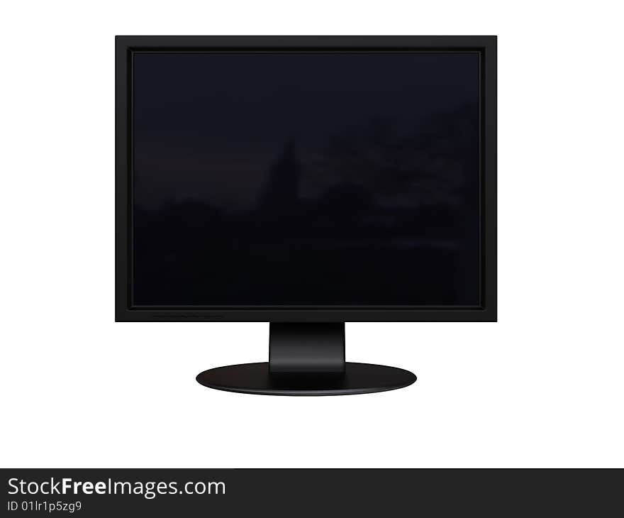 3d rendered Black monitor isolated on white, with clipping paths.