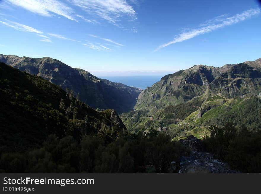 View into the Madeiras mountains. View into the Madeiras mountains