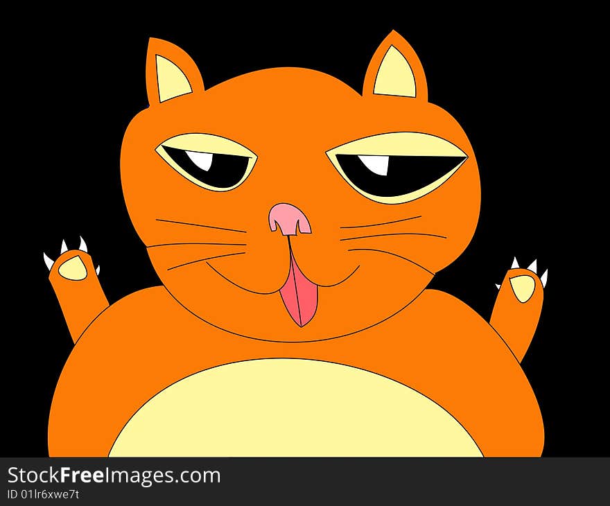 Vector illustration of a cartoon cat. Vector illustration of a cartoon cat