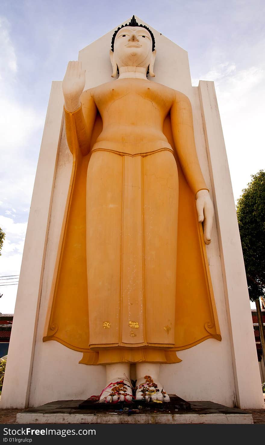 Standing Buddha image in Wat Yai, Pitsanulok province, Thailand