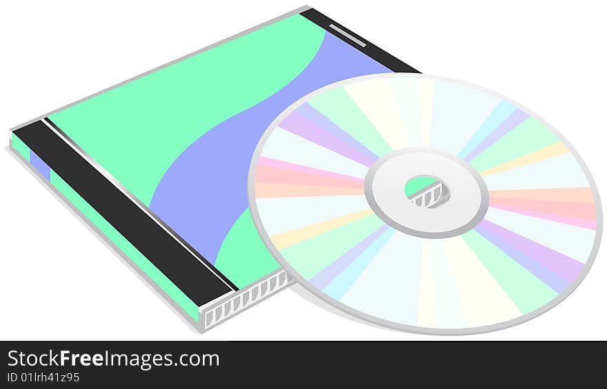 The vector image of CD of a disk with a box for storage. The vector image of CD of a disk with a box for storage.