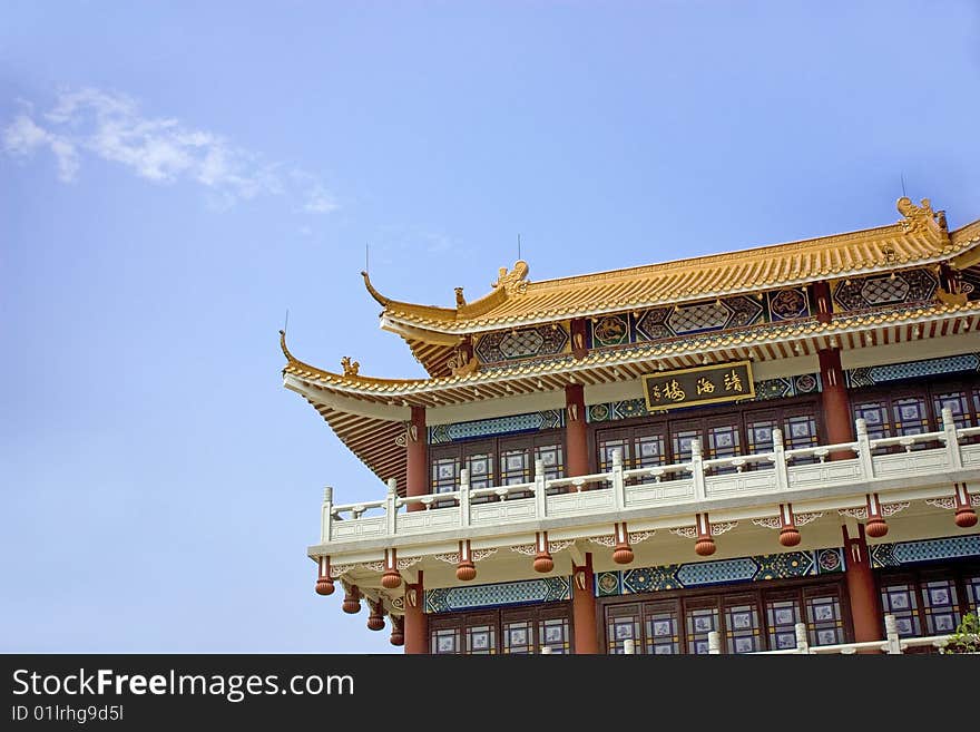 A Chinese building on blue sky