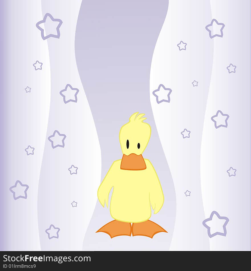 Yellow duck on star background