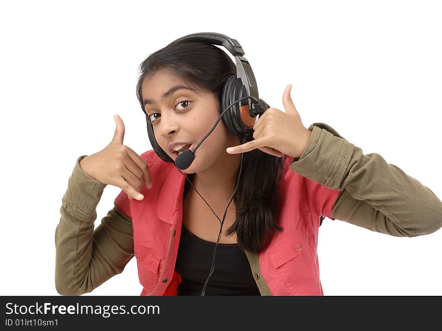 Young girl listening music