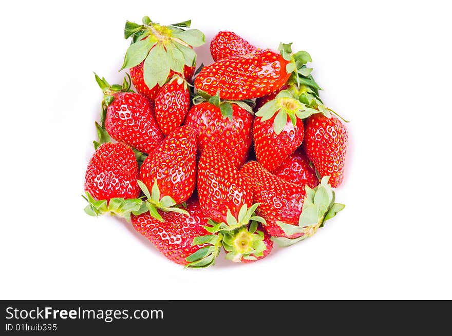 Strawberry in a bowl on the white background