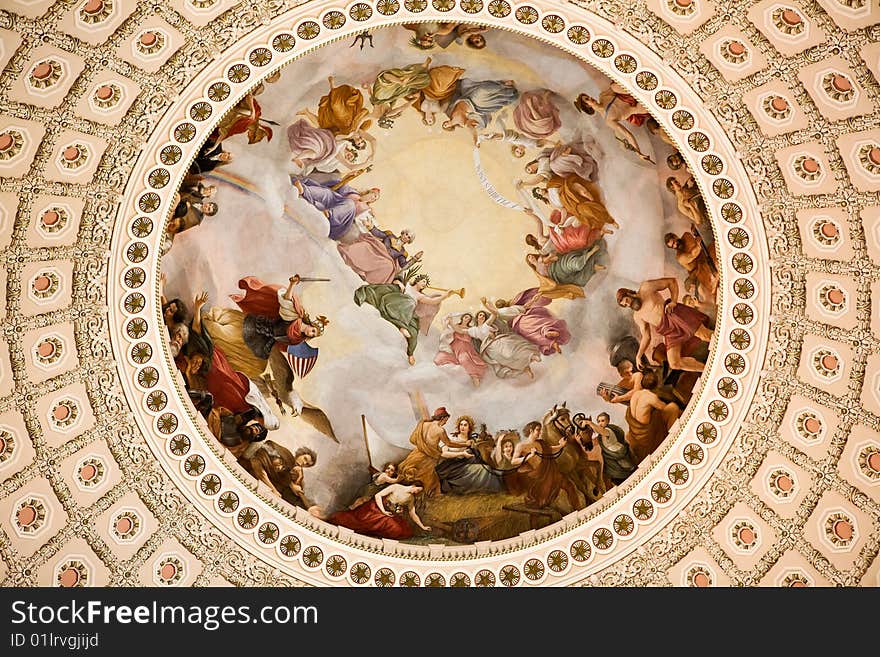 Dome ceiling of Capitol Building Rotunda in Washington, DC