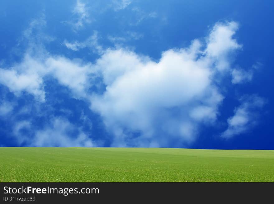 Clody sky and green field. Clody sky and green field.