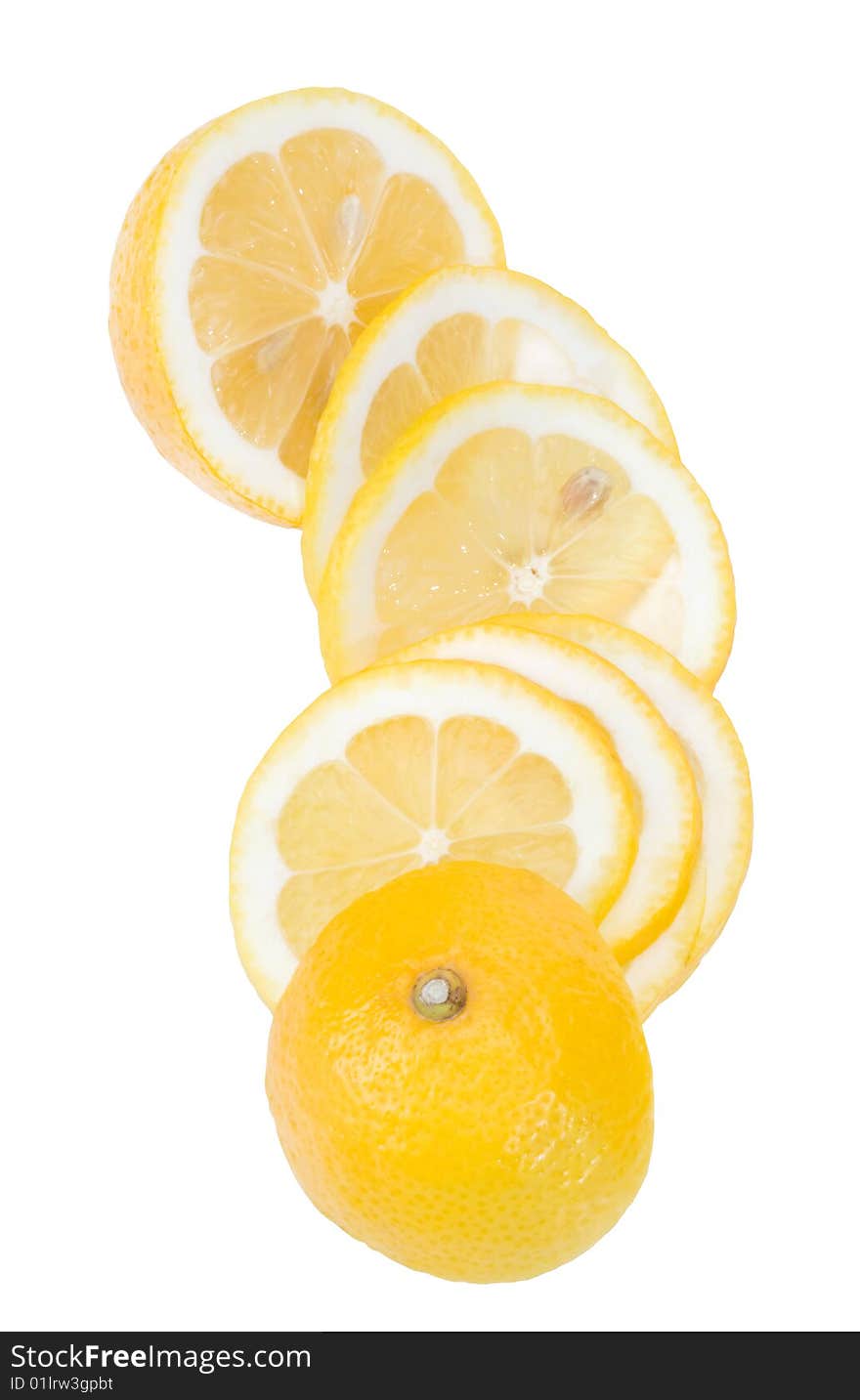 Cuted lemon on white background. Clipping path.