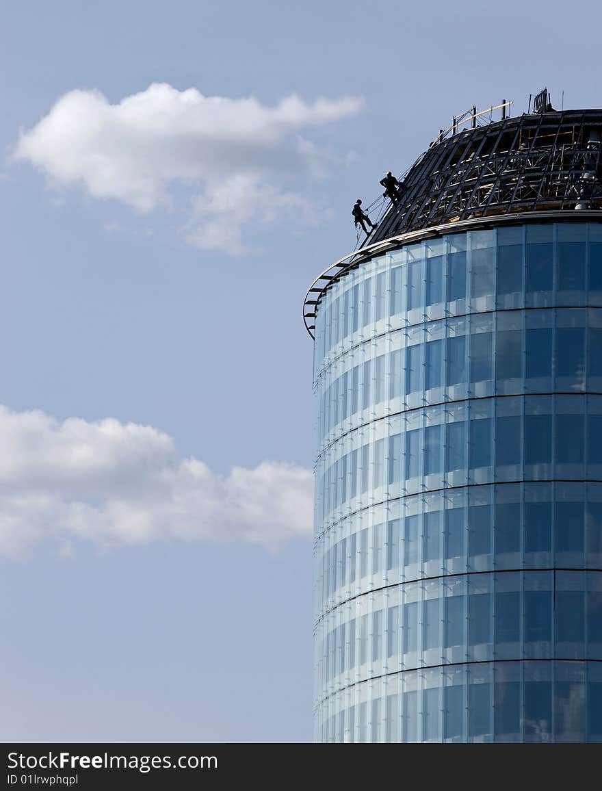 Climber on skyscraper