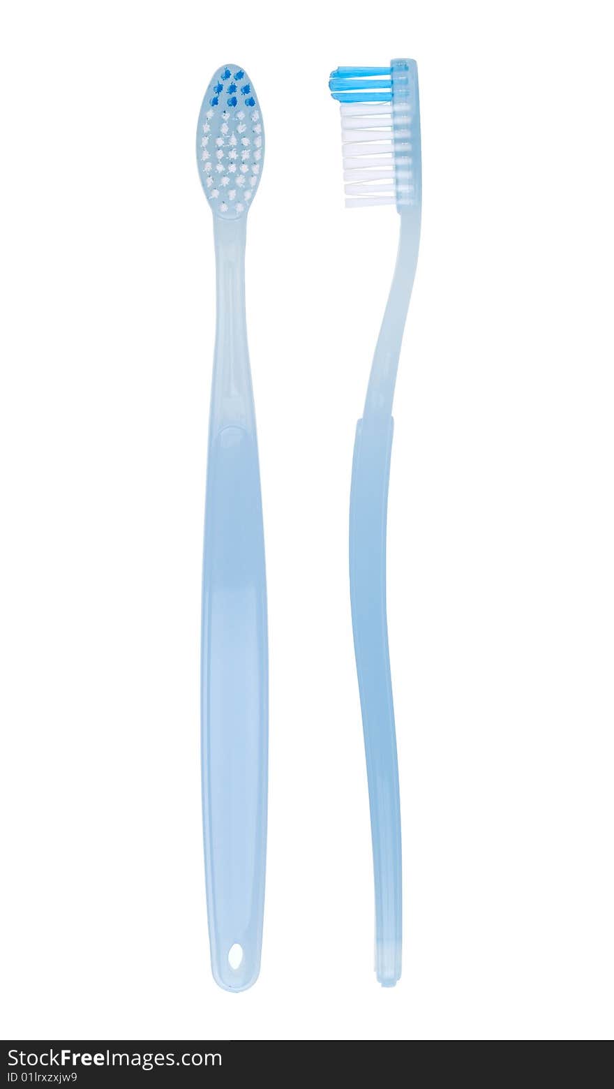 Macro shot of blue toothbrush. With clipping path.