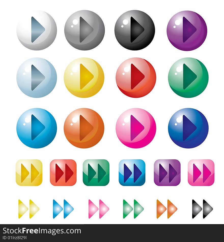 Set of colorful glassy web buttons