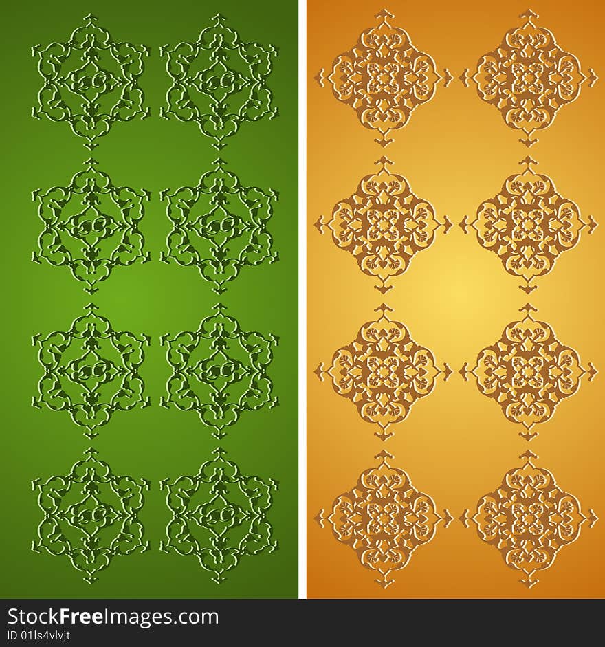 Traditional antique ottoman turkish tile illustration design raster set. Traditional antique ottoman turkish tile illustration design raster set