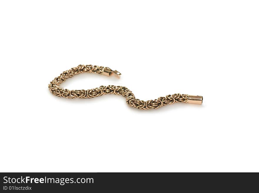 Gold byzantine chain isolated on the white background