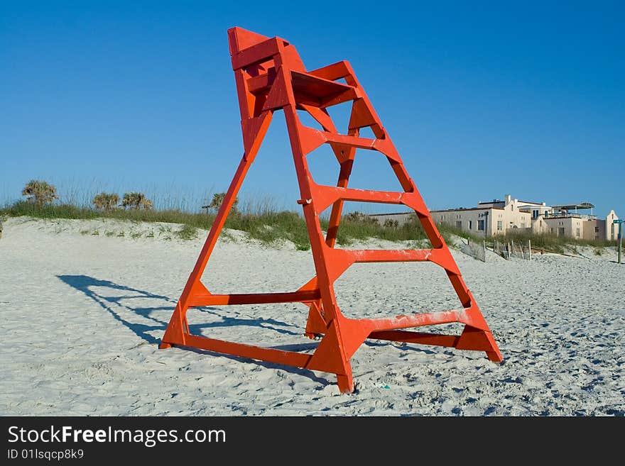 Life Guard Chair at the Beach with Blue Sky