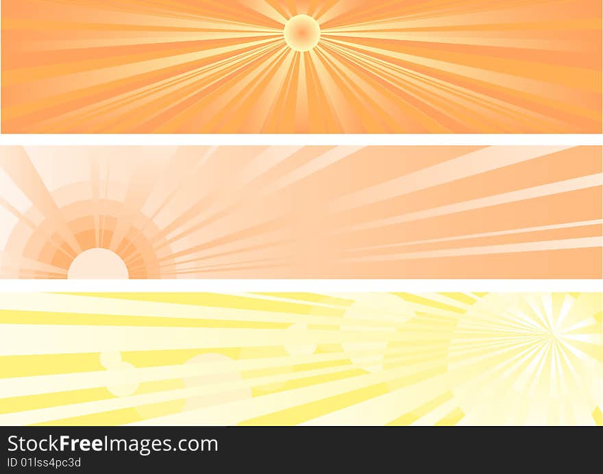 Three different backgrounds with sun