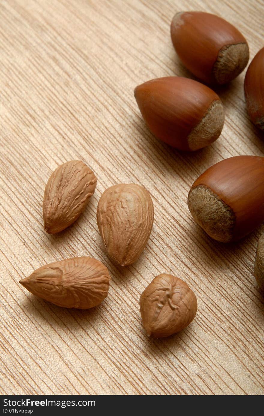 Fresh hazelnuts isolated in studio