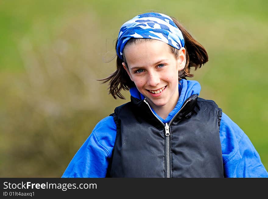 Portrait of girl smiling outdoors. Portrait of girl smiling outdoors