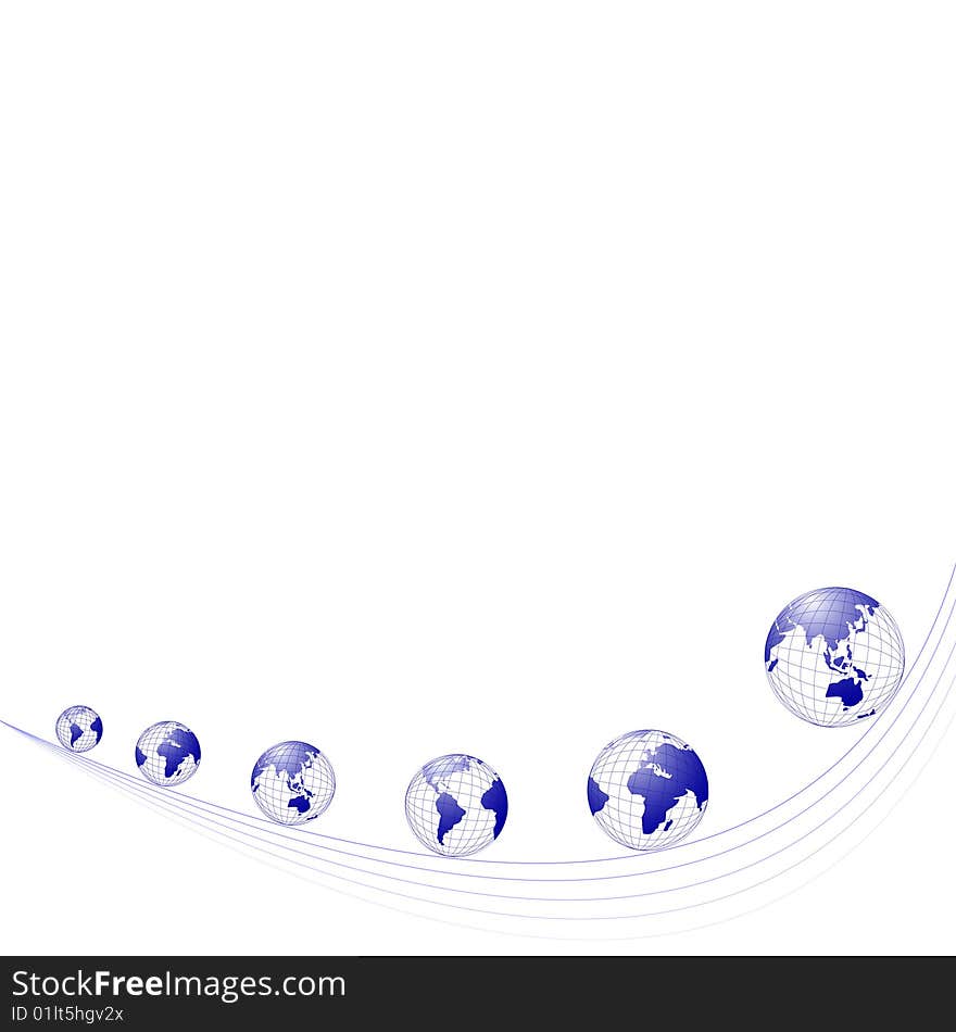 Set of globes showing different views