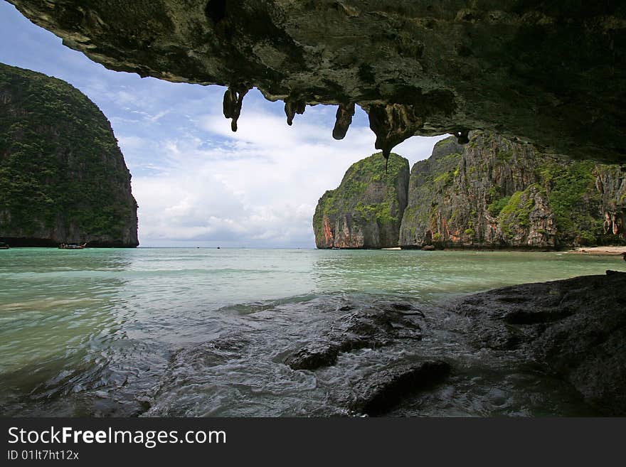 Cave on the island of Pkhi-pkhi in thailand