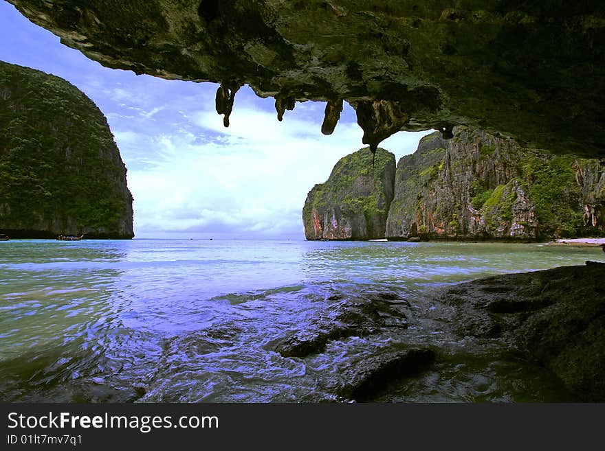 Cave on the island of Pkhi-pkhi in thailand