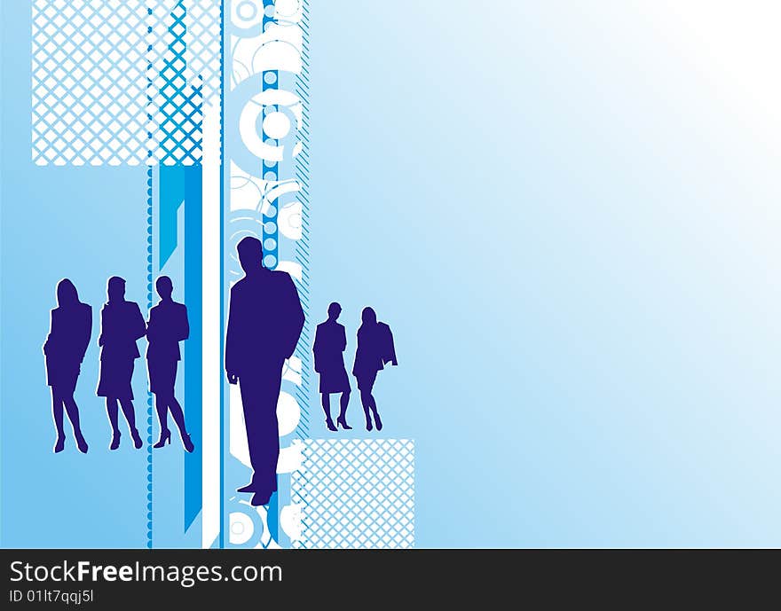 Silhouettes of businessmen at an abstract blue background. Silhouettes of businessmen at an abstract blue background