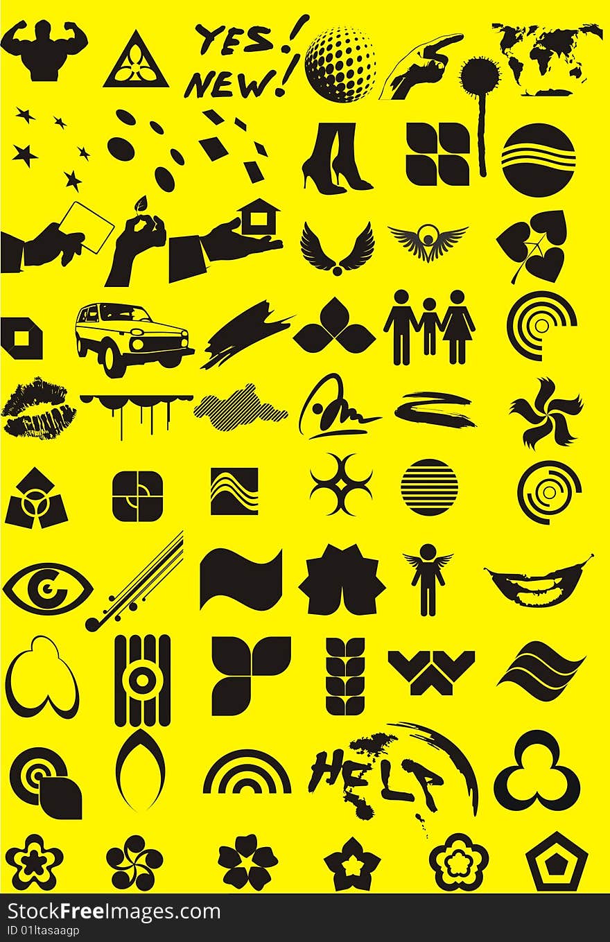 Vector decorative elements on a yellow background