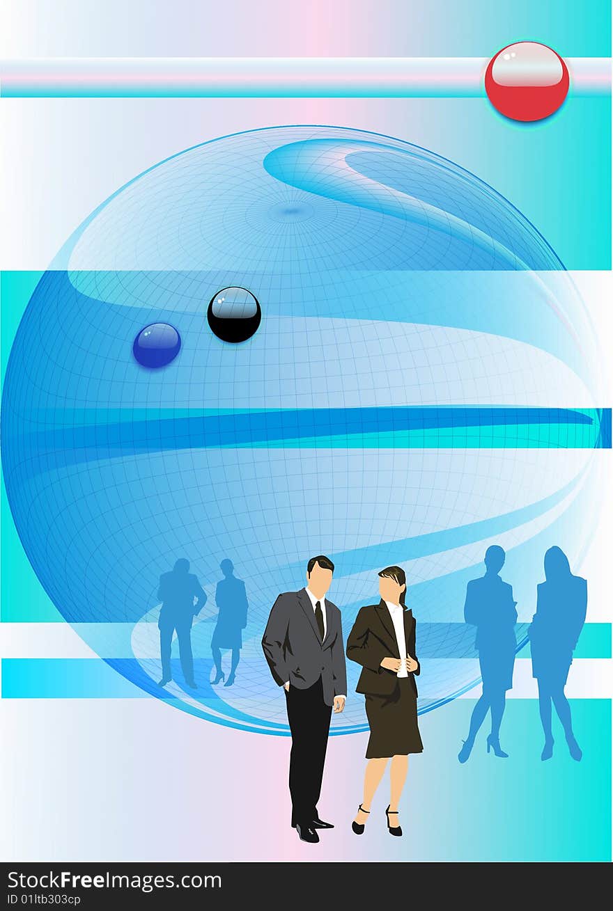 Silhouettes of businessmen at an abstract blue background. Silhouettes of businessmen at an abstract blue background