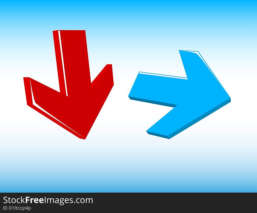 Red and blue arrows. Vector illustration