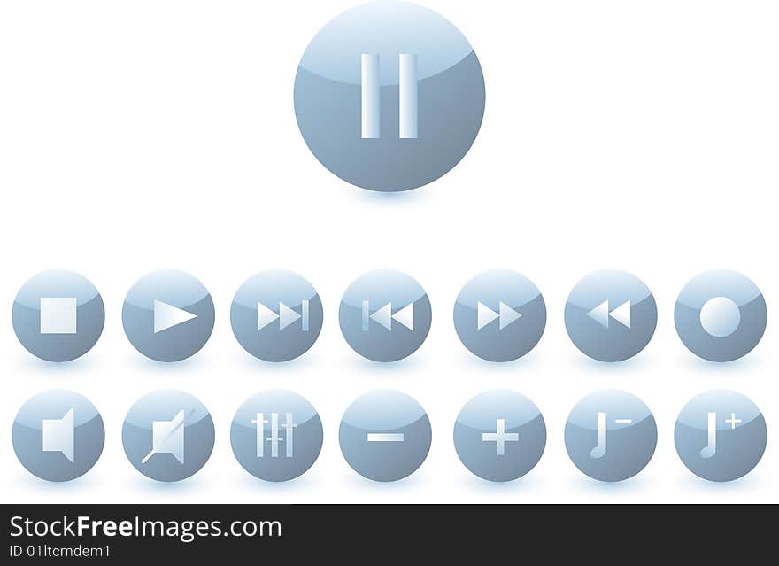 Set of buttons with a audio symbols. Set of buttons with a audio symbols