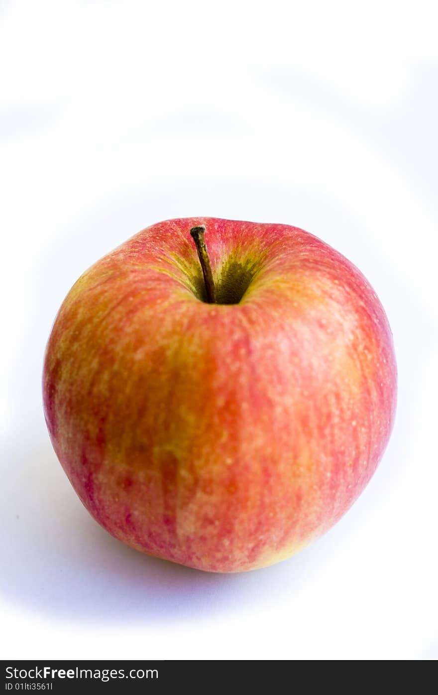 Red single apple on white background