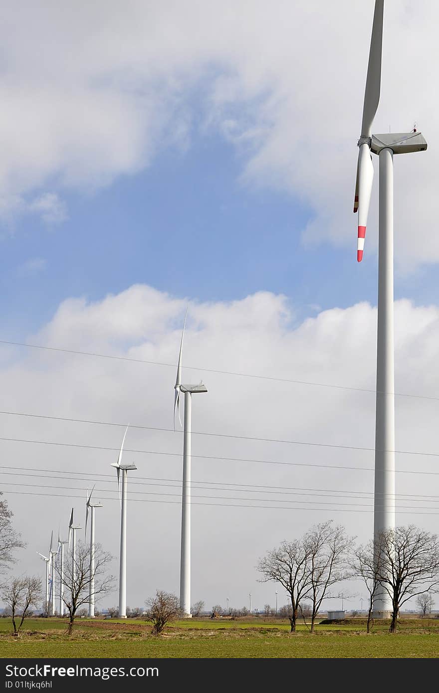 Line of wind power plants