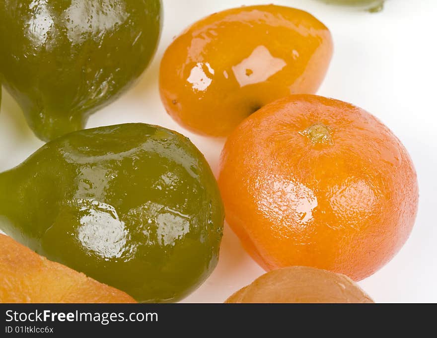 Coloured candied fruits