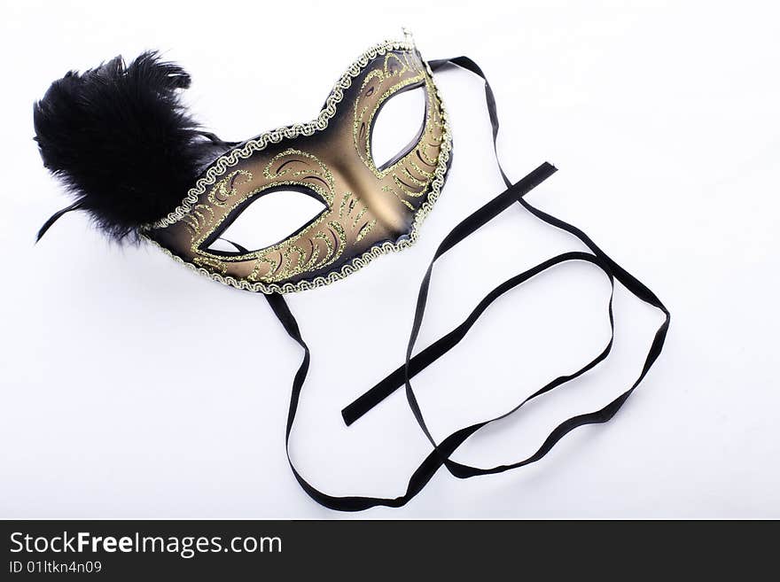 Elegant mask on white bakground with ribbons. Elegant mask on white bakground with ribbons