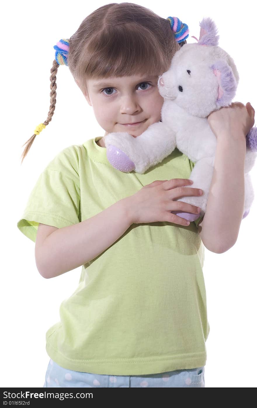 Little Girl With A Toy Cat