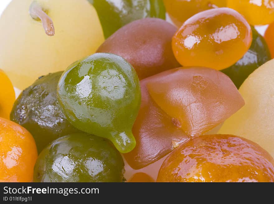 Coloured candied fruits