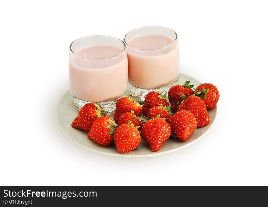 Strawberry cream isolated over white background