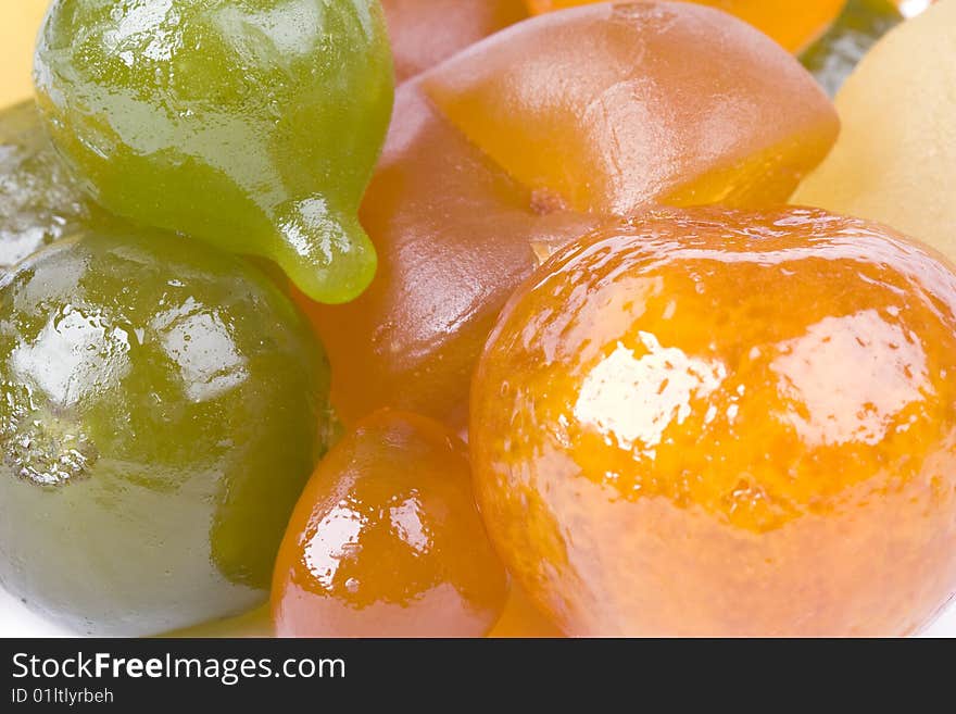 Coloured candied fruits