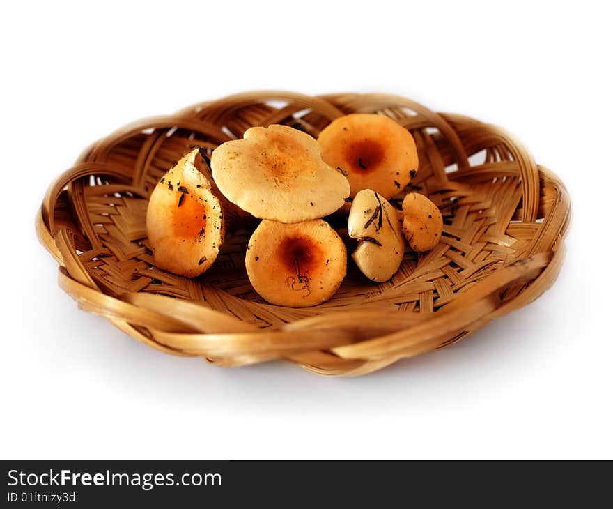 Mushrooms in a wicker plate