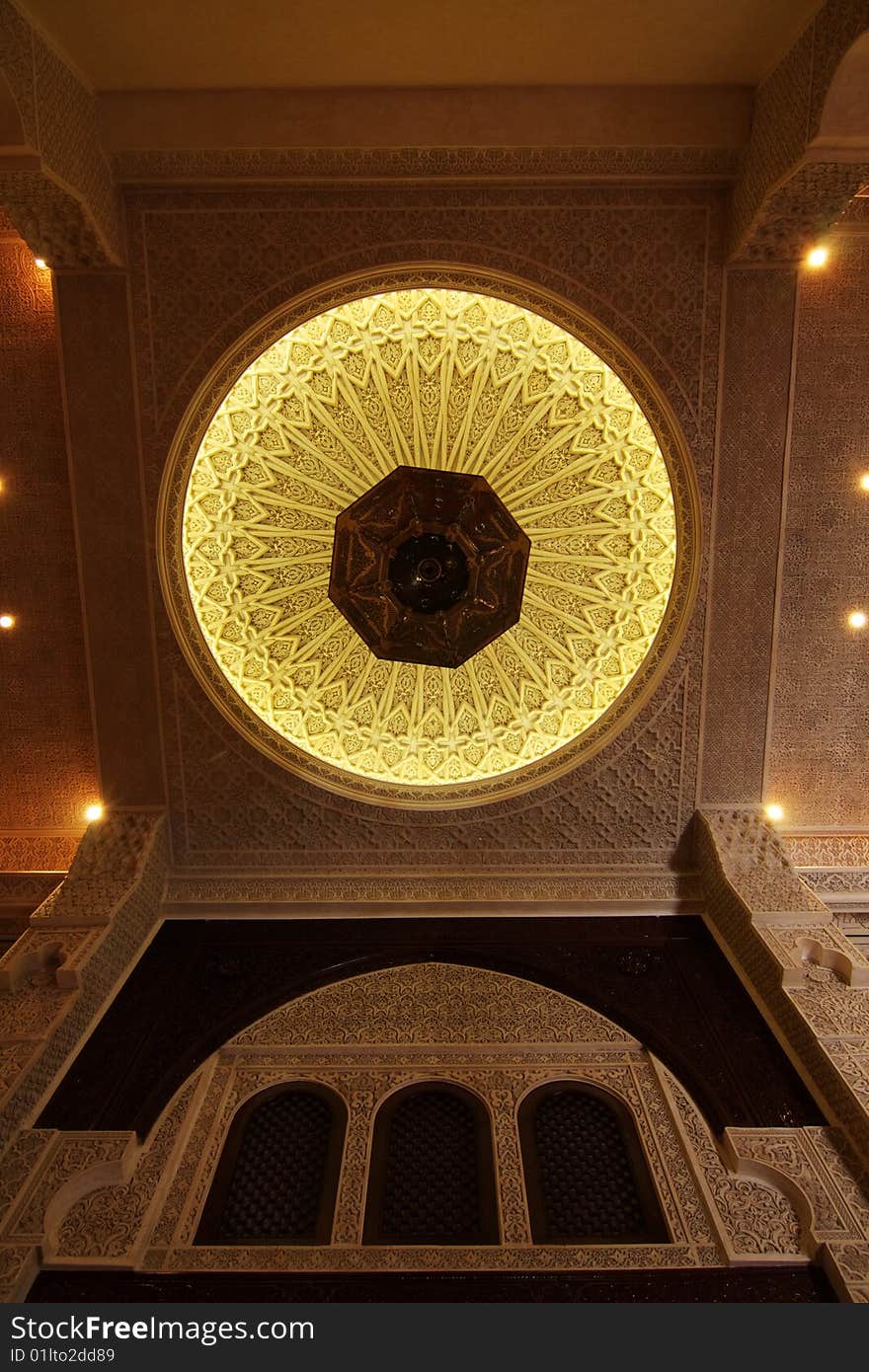 Ceiling interior of a Moroccan house with such intricate details at Putrajaya Botanical Garden, Malaysia