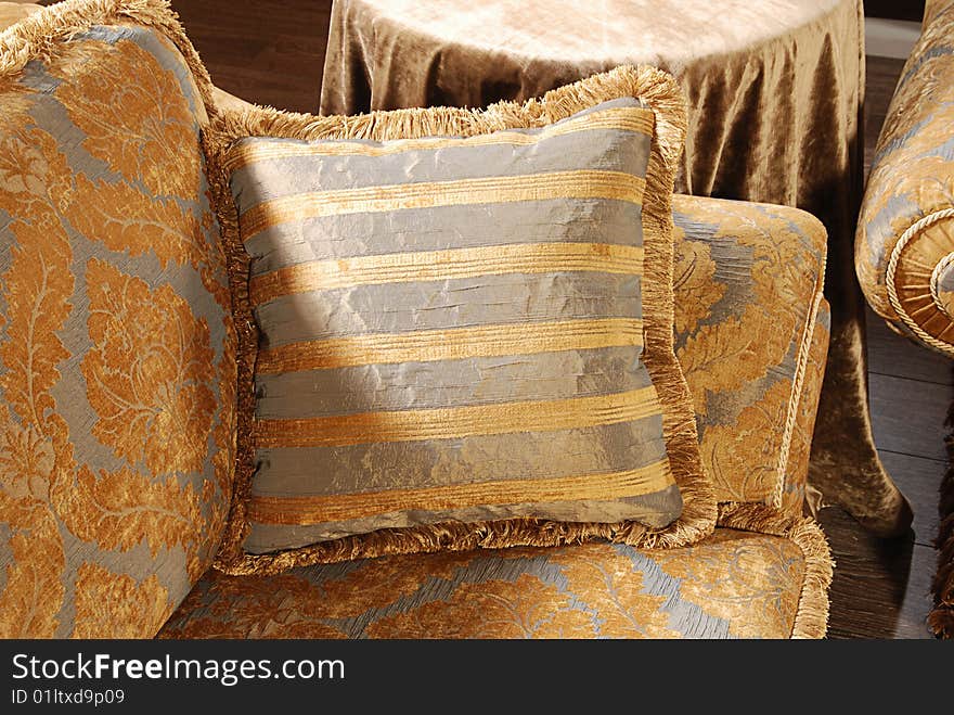 Color luxury decorative cushion on sofa. Color luxury decorative cushion on sofa